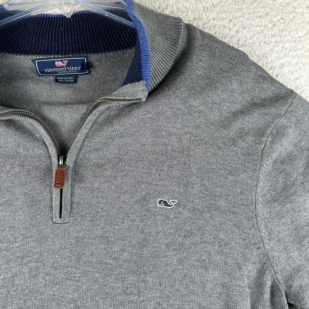 Vineyard Vines Sweater Mens XL Preppy 1/4 Zip Mock Neck Cotton Knit Pullover